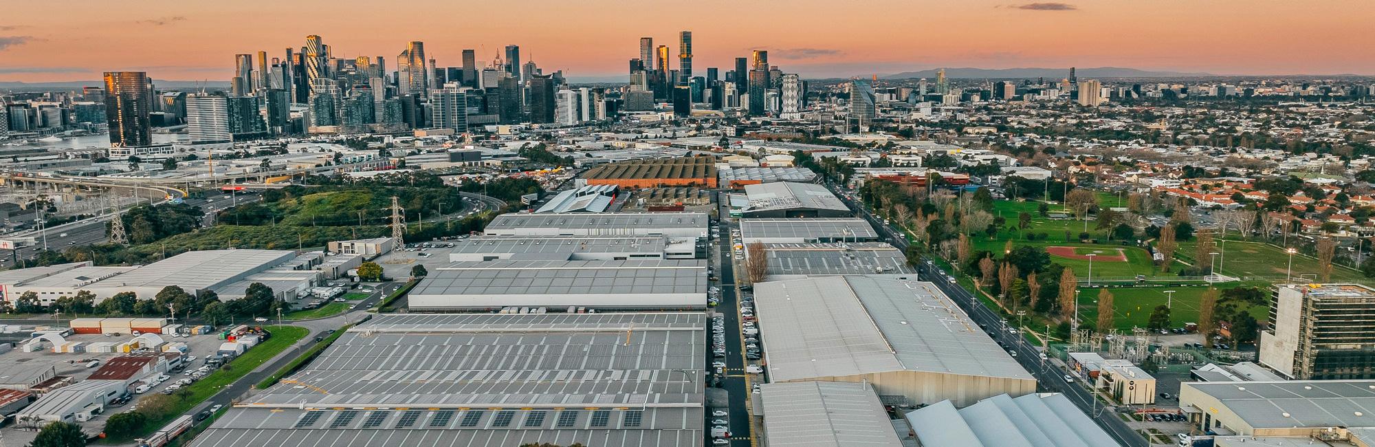 Port Melbourne Industrial Estate aerial perspective